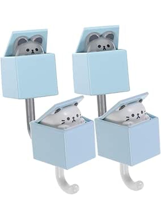 Adhesive Wall Hooks 4Pcs No Drill Strong Cat Design Storage For Keys Coats Bathroom Kitchen - Image 1