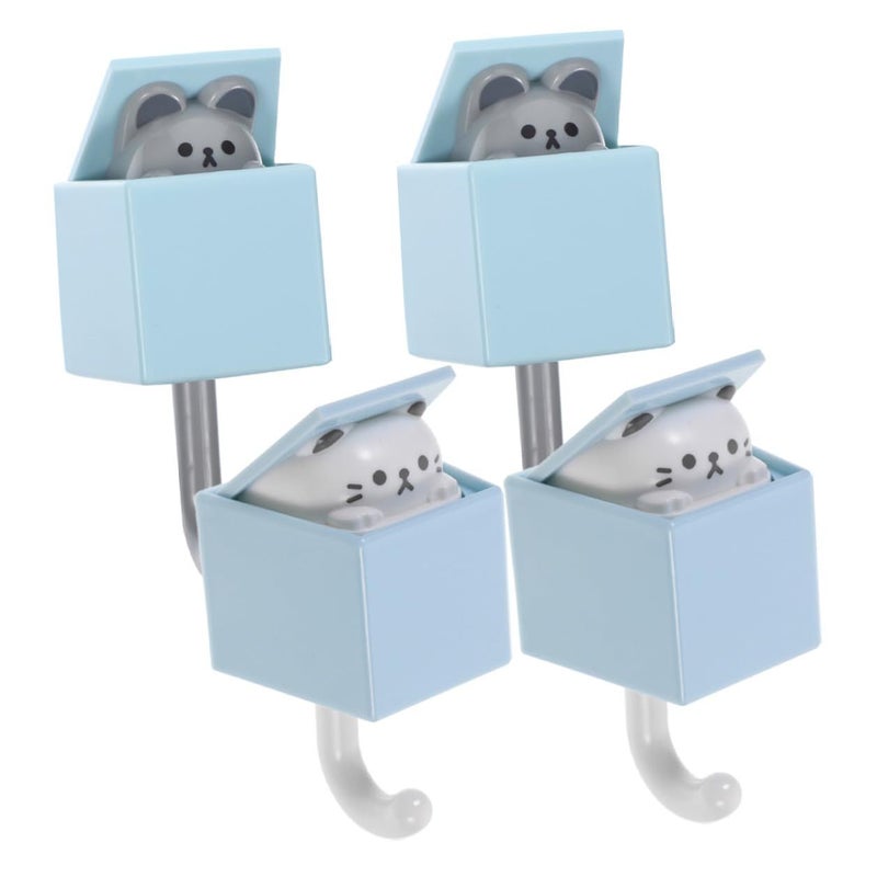 Adhesive Wall Hooks 4Pcs No Drill Strong Cat Design Storage For Keys Coats Bathroom Kitchen - Image 2