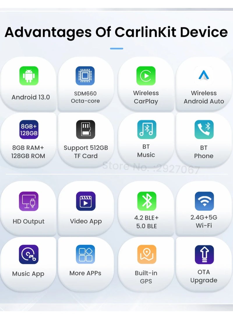 UHD HDMI Output Android 13 CarPlay AIBox SDM660 Wireless CarPlay Android Auto Netflix Youtube Car Intelligent Systems