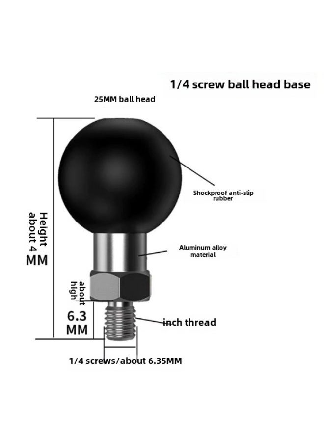 Generic Sports Camera Adapter Ball Head 25mm Mobile Phone Bracket Pipe Clamp Fixed Base One Inch Double Ball Head Bar Accessories-Color:R8B Short Expansion Ball Head 1/4 Screw  - Image 1
