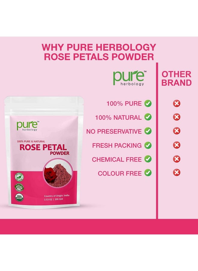 Pure Herbology Pure And Natural Double Filtered Rose Petal Powder For Skin, Face Pack Mask For Fairness, Tanning & Glowing Skin, 100Gm  - Image 4