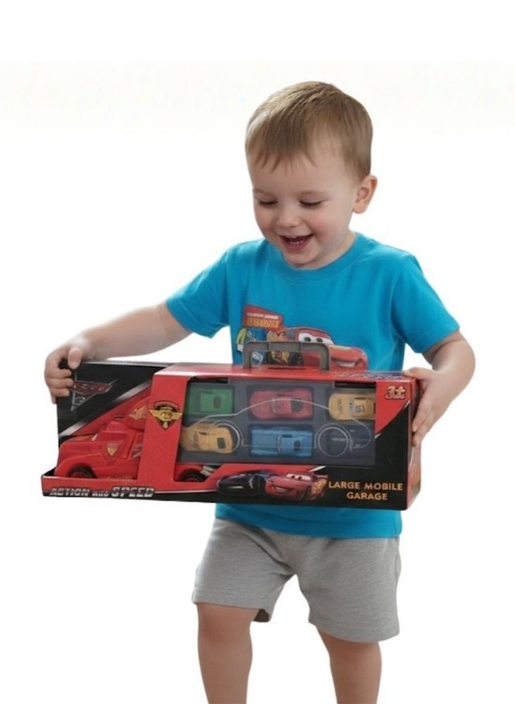 Premium Cars Theme Large Mobile Garage Truck with Multiple Mini Cars – Action & Speed Vehicle Storage Carry Case Playset for Kids Aged 3+ - Image 2