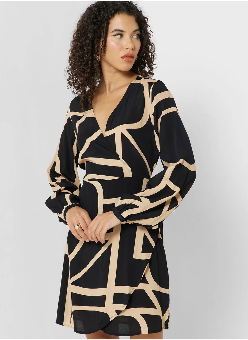 ONLY Surplice Neck Printed Dress