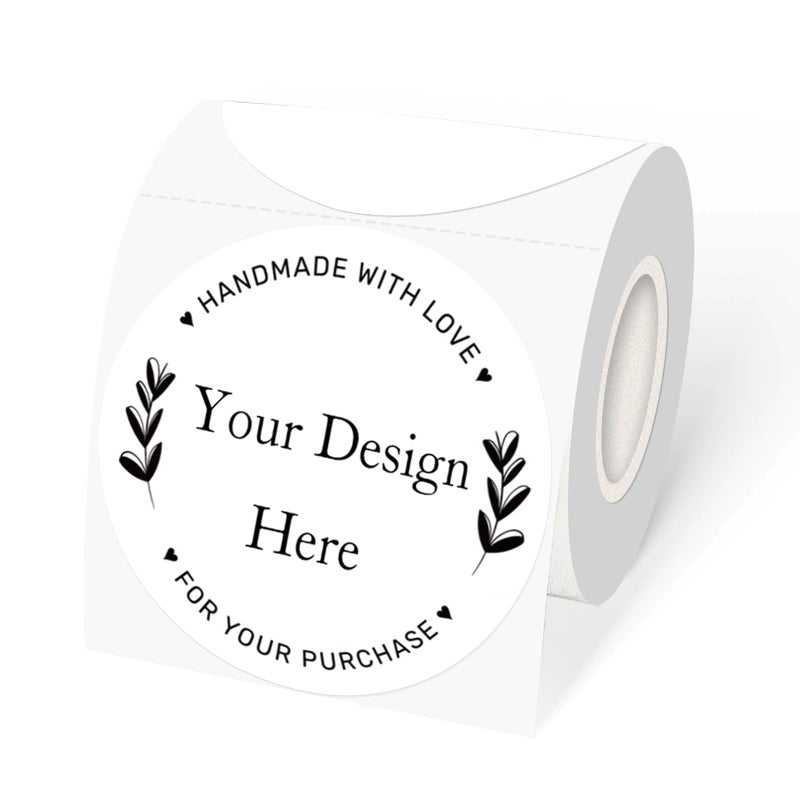 YEGAWEN 3 Inch White Round Thermal Sticker Labels, Waterproof Circle Direct Thermal Labels, Multi-Purpose Self-Adhesive Sticker Label for DIY Logo Design- 200 Sheet/Roll - Image 1