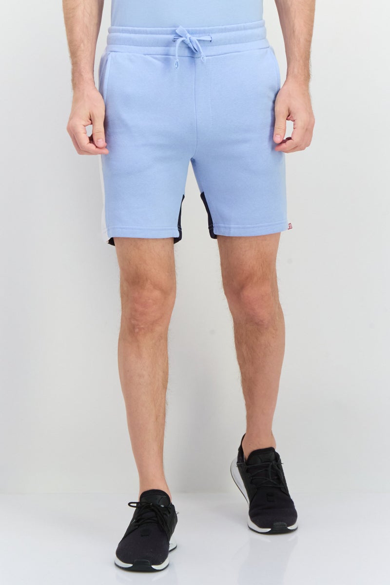 CROSSHATCH Men Brand Logo Drawstring Shorts, Light Blue - Image 1