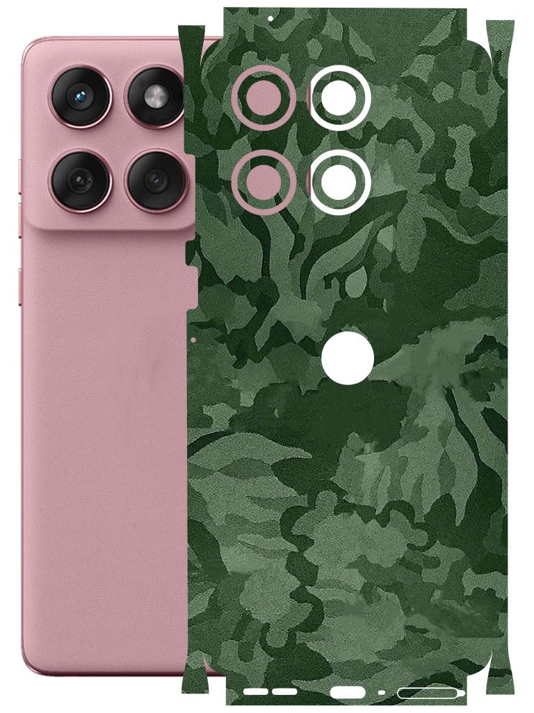 AtOdds - Full Body Back Screen Guard Protector Film - Lamination Wrap Skin Sticker for Moto Edge 60 Fusion (5G) | Scratchproof Matte Finish (Design - Green Camo) - Image 1