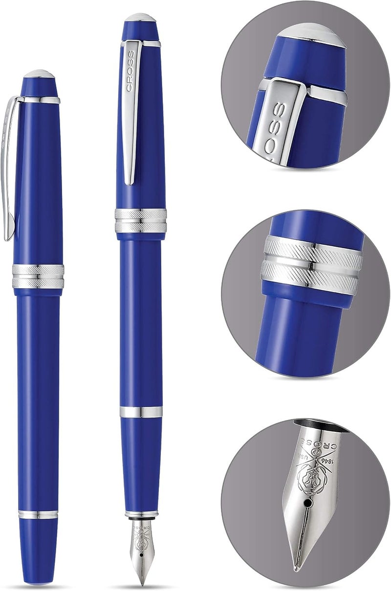 Cross Bailey Light Polished Resin Refillable Fountain Pen with Fine Nib - Blue - Image 2