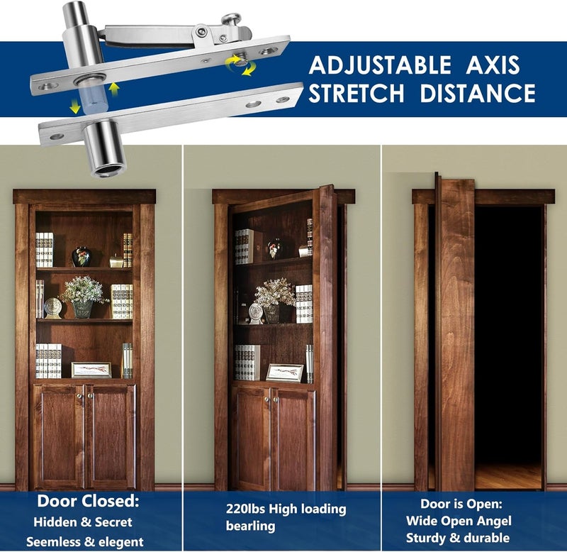 HBL 330 LBS Pivot Hinge for Large & Heavy Wood Doors – ’ Invisible Pivot Door Hardware for Bookshelves, Built-in Ball Bearings for Smooth & Quiet Operation. - Image 4