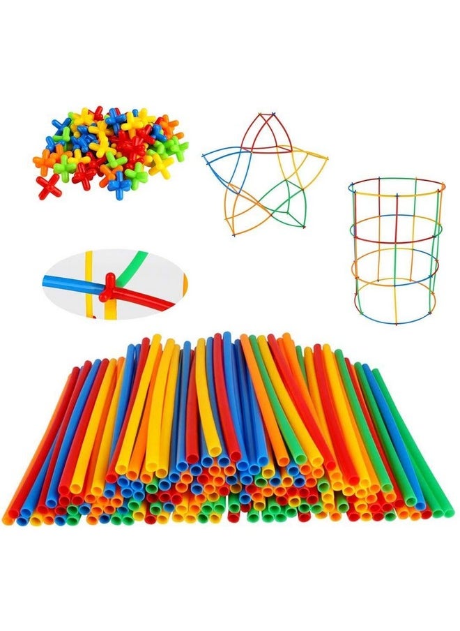 Techhark TechHark® Pack of 200pcs DIY plastic brick set 4D space Children intelligence plastic pipe blocks building toys Straws(100pcs) and connectors(100pcs) (4D Bricks)  - Image 1