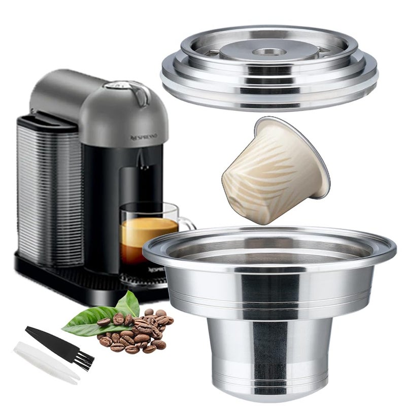 Sesama Reusable Coffee Pods Adapter Stainless Steel Converter Holder Compatible with Nespresso Vertuo ENV135 GCA1 Machine Brewing Espresso Original line Coffee Flavor Sliver