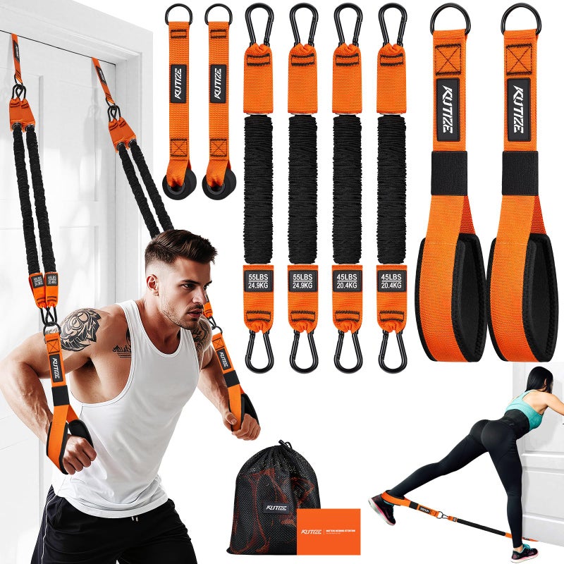 KUTIZE Resistance Bands, Exercise Bands with Handles, Door Anchor, Heavy-Duty Tricep Workout Equipment for Pushdowns, Bicep Curls, Face Pulls, Home Gym Equipment Training for Back, Abs, Triceps - Image 1