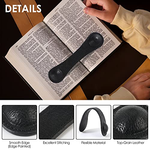 KINIVA Leather Weighted Bookmarks Book Weight Page Holder for ReadingBook Open Holder for Kids AdultGifts for Reader 01 Black - Image 3