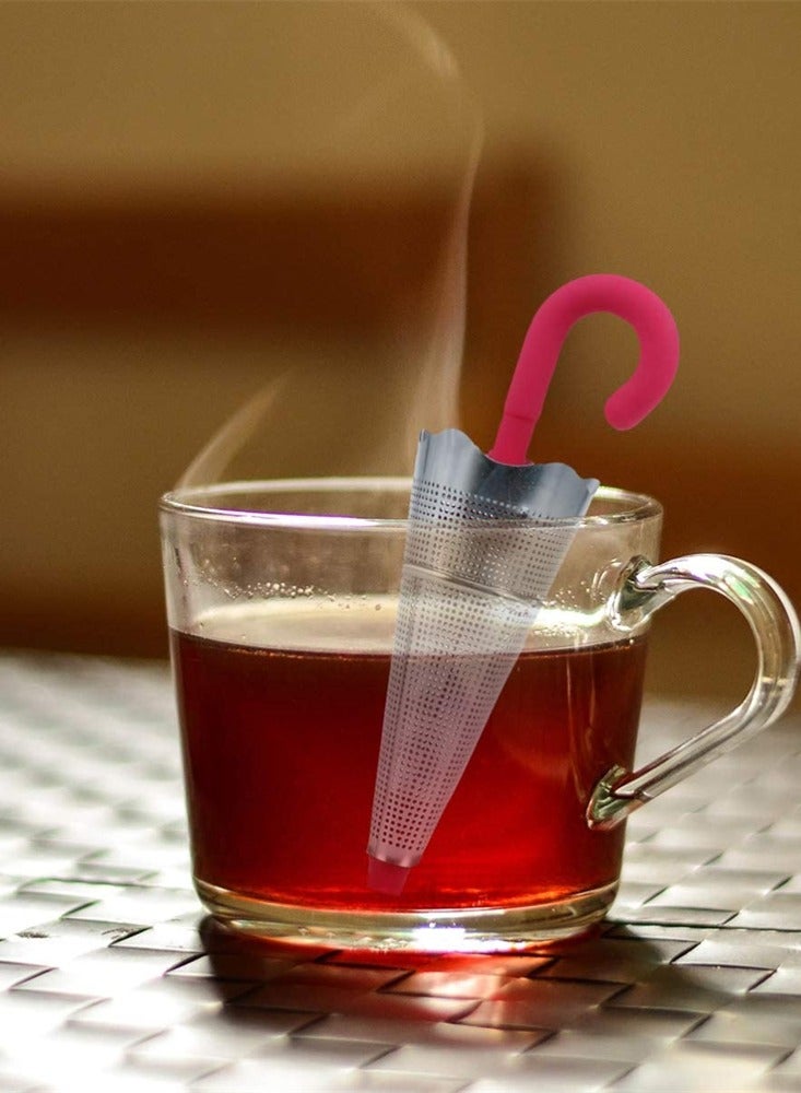 Luckam Loose Tea Infuser Stainless Steel Creative Umbrella Tea Ball Infuser Reusable Leaf Filter Tea Strainer Ball Kitchen Making Tea Tool Spice Strainer Infuser Seasoning Ball Tea Interval Diffuse Red - Image 3