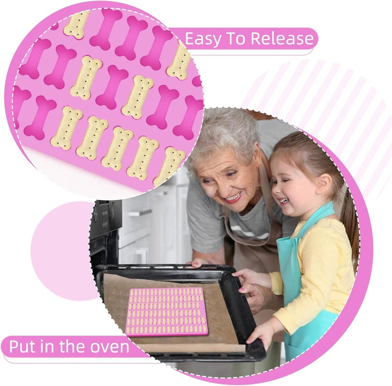 Ecerangus 2 PCS Mini Silicone Molds, 212 Cavity Non-Stick Silicone Molds for Baking Biscuits, Cookie, Candy, Chocolate, Jelly Pet Treats Mold (Mini Dog Bone) - Image 3