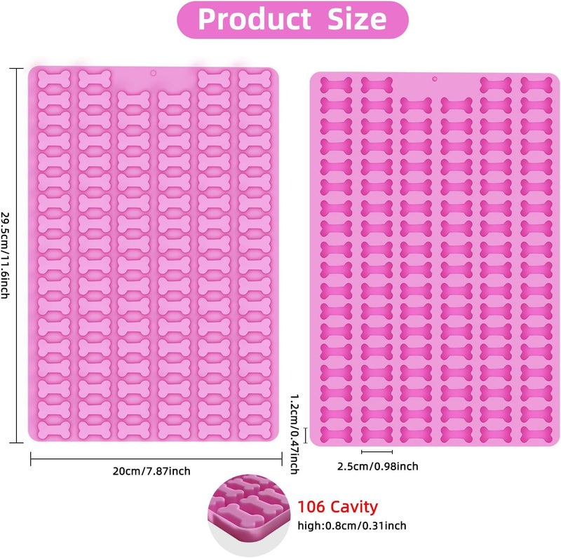 Ecerangus 2 PCS Mini Silicone Molds, 212 Cavity Non-Stick Silicone Molds for Baking Biscuits, Cookie, Candy, Chocolate, Jelly Pet Treats Mold (Mini Dog Bone) - Image 2