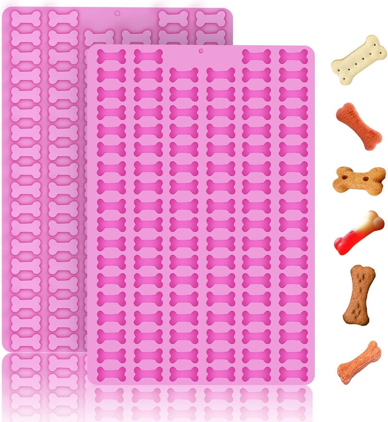 Ecerangus 2 PCS Mini Silicone Molds, 212 Cavity Non-Stick Silicone Molds for Baking Biscuits, Cookie, Candy, Chocolate, Jelly Pet Treats Mold (Mini Dog Bone) - Image 1