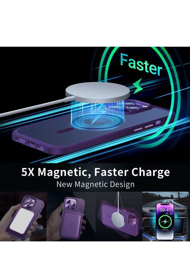 TEAM LUXURY INFOSUN iPhone 14 Pro Max Case Cover Compatible with Magsafe Magnetic Designed Shockproof Case Translucent Matte Protective Cover Back Hard Cases with Magnet for iPhone 14 Pro Max Case  - Image 3