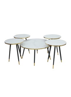 سحابة طقم طاولة قهوة ابيض 1+4 قطع  - Image 1