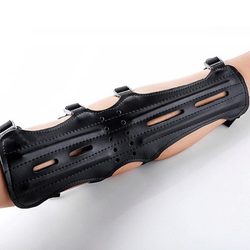 e5e10 Archery Leather Arm Guard Long 4 Straps Forearm Protective Gear Hunting Arrow Bow (1PCS) - Image 1