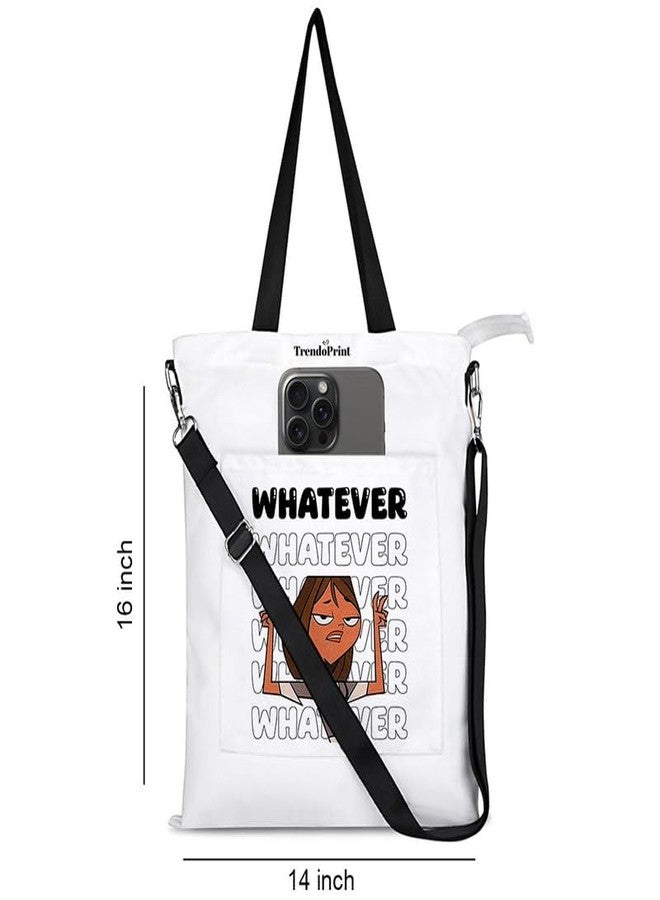 TrendoPrint Women's Girls Cross Body Sling Bag with Extra Front Pocket, College Bag for Girls, 100% Organic Cotton Tote Bag for Shopping, Travel & Beach (SBWT44) - Image 3