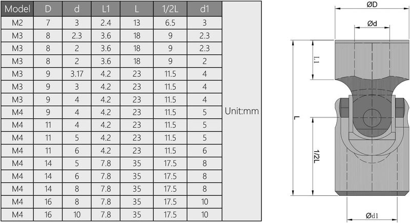 Fielect 5pcs 3mm to 3mm Inner Dia Rotatable Universal Steering Shaft U Joint Coupler L13 x D7 - Image 3