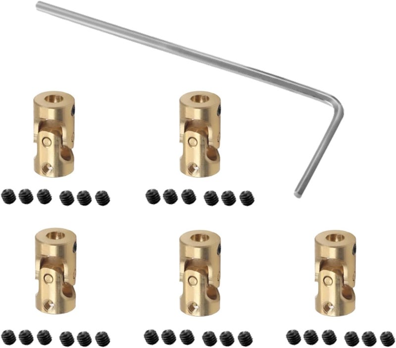 Fielect 5pcs 3mm to 3mm Inner Dia Rotatable Universal Steering Shaft U Joint Coupler L13 x D7 - Image 1