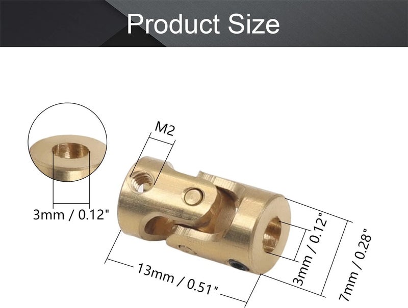 Fielect 5pcs 3mm to 3mm Inner Dia Rotatable Universal Steering Shaft U Joint Coupler L13 x D7 - Image 2