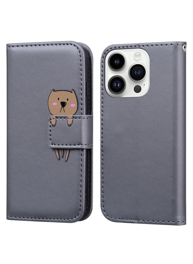 BGM Case Cover For iPhone 11 Pro Max Cartoon Buckle Horizontal Flip Leather Phone Case Grey