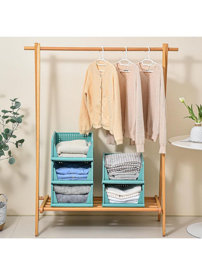JEYANG JEYANG Plastic Clothes Organizer For Wardrobe - Foldable And Stackable Closet Cupboard Almirah Space Organiser For Shirt, T Shirt, Jeans (Pack Of 4, Sky Blue) - Image 4