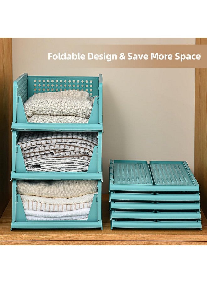 JEYANG JEYANG Plastic Clothes Organizer For Wardrobe - Foldable And Stackable Closet Cupboard Almirah Space Organiser For Shirt, T Shirt, Jeans (Pack Of 4, Sky Blue) - Image 3