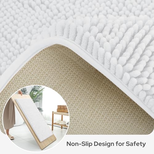 BYSURE White Bathroom Rugs Sets 3 Piece Non Slip Extra Absorbent Plush Chenille Soft Washable Bath Mats - Image 5