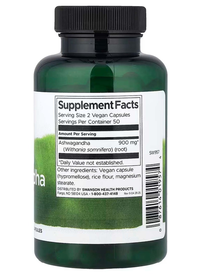 SWANSON Full Spectrum Ashwagandha, 100 Vegan Capsules (450 mg per Capsule) - Image 2