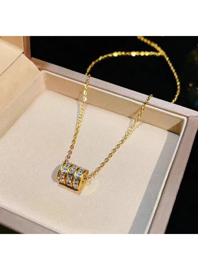 Julia Store 18K Gold Plated Trendy Elegance Austrian Crystal Cylinder Pendant Necklace for Women Adjustable Dainty Charm Stainless Steel Fashion Jewelry Chains Chokers Jewelry Gifts - Image 1