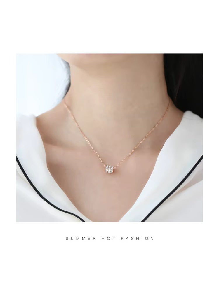 Julia Store 18K Gold Plated Trendy Elegance Austrian Crystal Cylinder Pendant Necklace for Women Adjustable Dainty Charm Stainless Steel Fashion Jewelry Chains Chokers Jewelry Gifts - Image 5