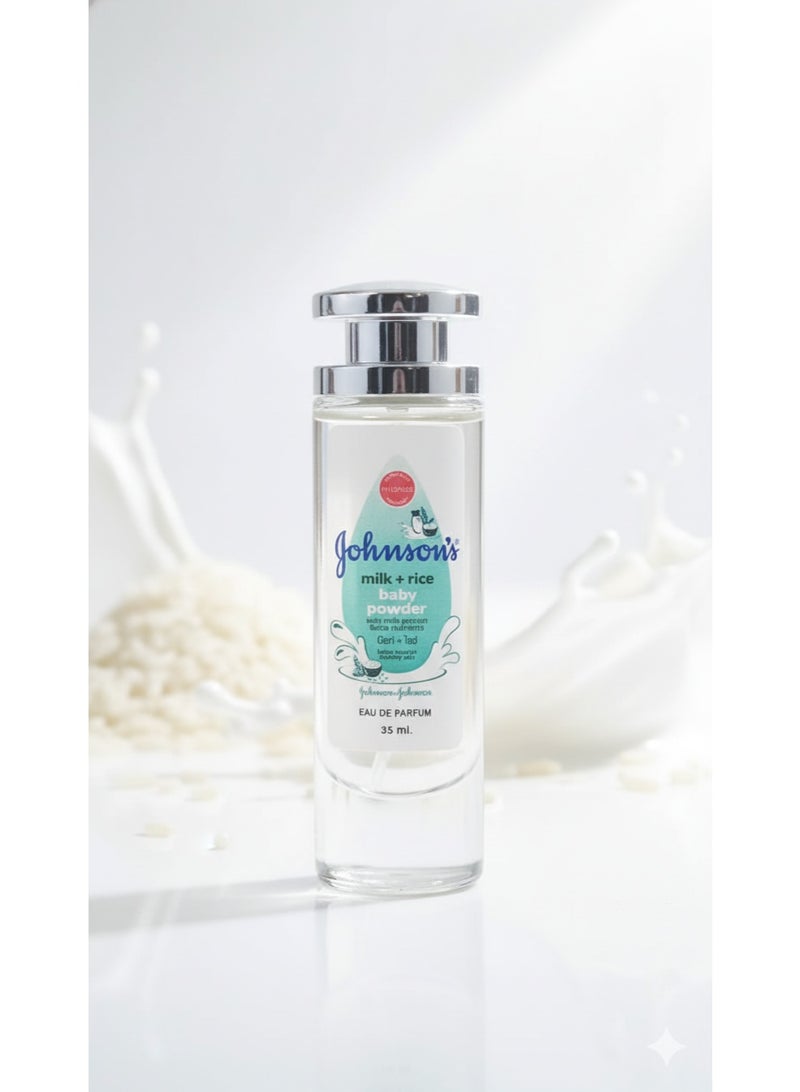 Johnson's Baby Johnson’s Milk + Rice Baby Powder Eau de Parfum – Gentle Fresh Scent with Milk Protein & Rice Nutrients (35mL)