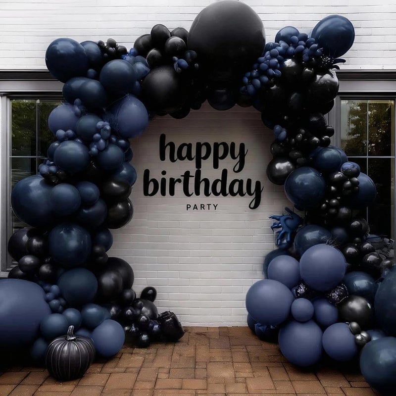 Partycus Navy Blue Black Balloon Arch Kit Double Stuffed Dark LavenderBlue Matte Black Balloon Garland with Clear Bobo Latex for Birthday Baby Shower Men Graduation Wedding New Year Party Decoration - Image 3