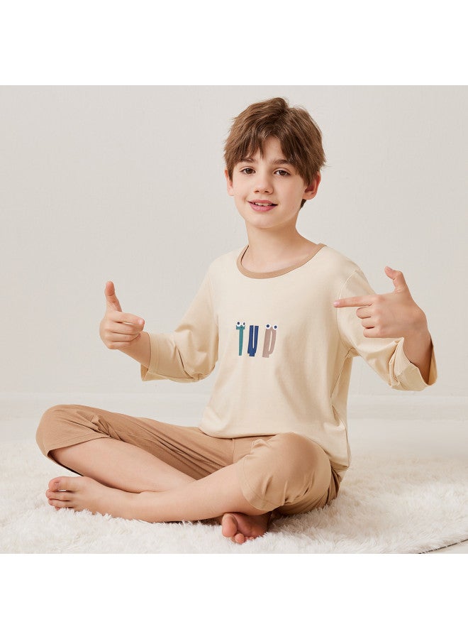 Top melon Boys' Pajamas Summer Thin Ice Silk Modal Children's Home Wear Air-conditioning Suit Boys' Summer Outfit Set For Big Kids - Image 5