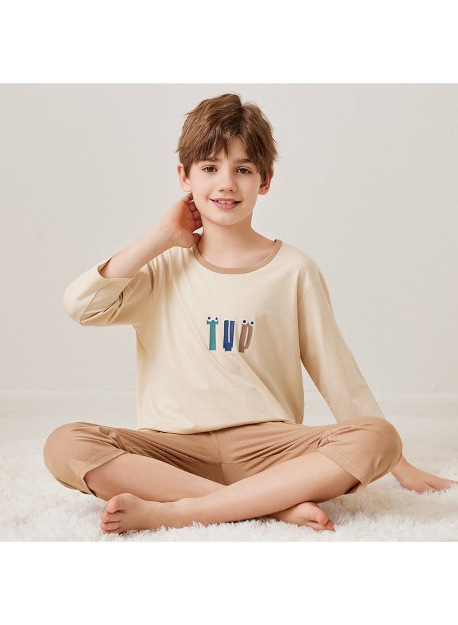 Top melon Boys' Pajamas Summer Thin Ice Silk Modal Children's Home Wear Air-conditioning Suit Boys' Summer Outfit Set For Big Kids - Image 4