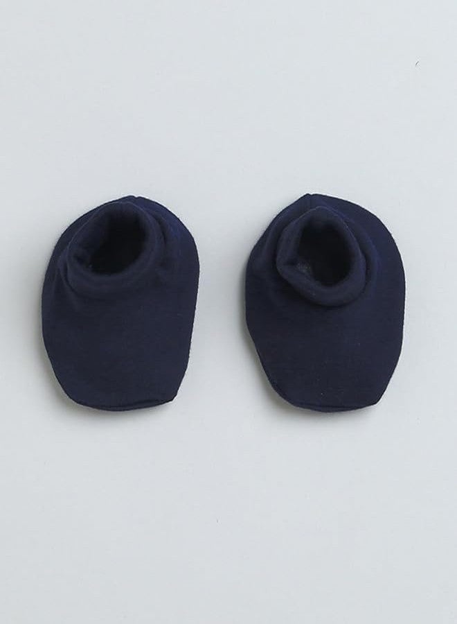 BUMZEE Navy Boys Cotton Cap Mitten Bootie Set Age - 0-3 Months (Peb9459) - Image 3