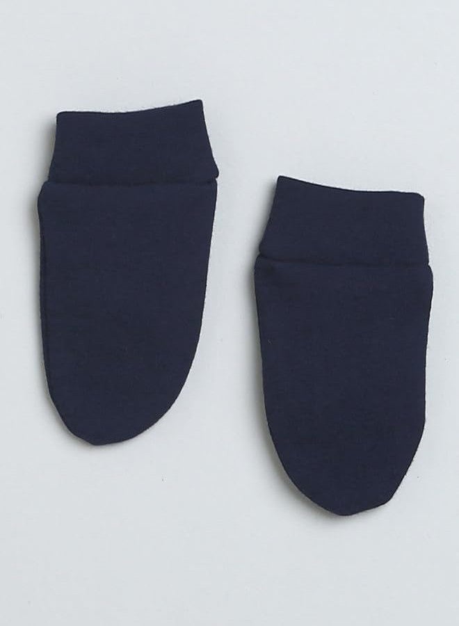 BUMZEE Navy Boys Cotton Cap Mitten Bootie Set Age - 0-3 Months (Peb9459) - Image 4