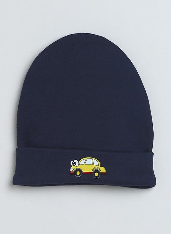 BUMZEE Navy Boys Cotton Cap Mitten Bootie Set Age - 0-3 Months (Peb9459) - Image 2