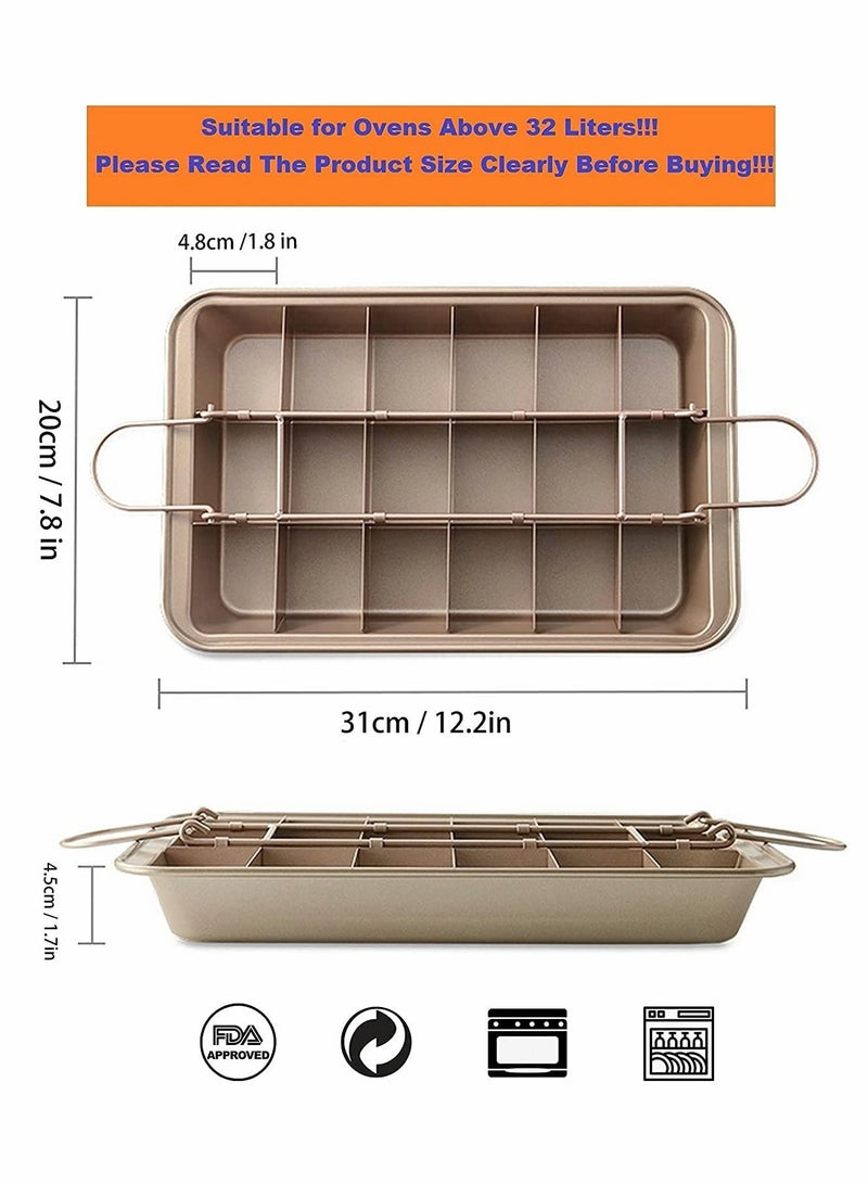 Y&D Brownie Cake Pan Non Stick With Dividers 18 Pre slice Baking Tray Slice Solutions Bakeware Square with Built in Slicer Carbon Steel for Oven 12*8*2 In  - Image 4