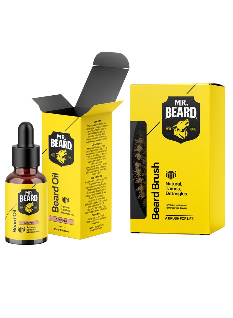 Mr.Beard Bundle – Aroma Beard Oil (30ml) + Beard Brush - Image 2