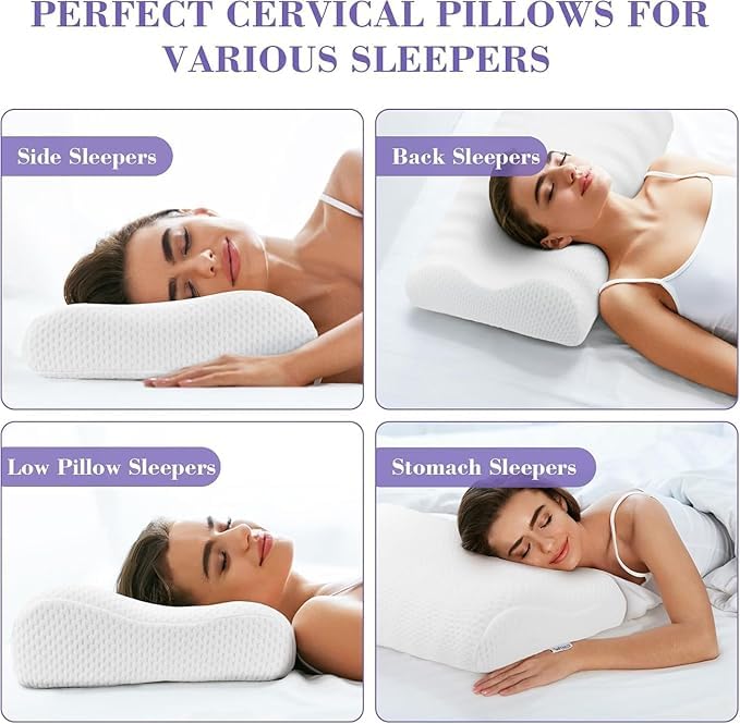MASHUR FAB Orthopedic Memory Foam Cooling Gel Standard Size Neck & Back Support Sleeping Bed Pillow (White, sf-1) - Image 4