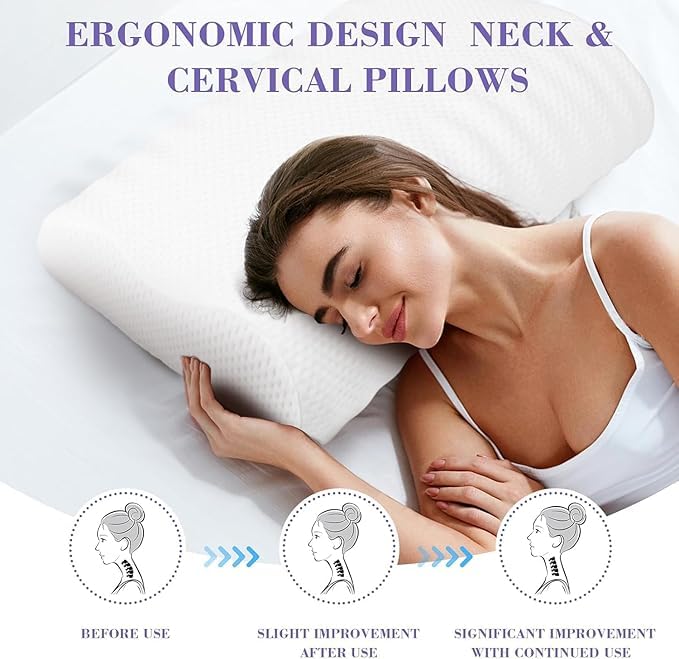 MASHUR FAB Orthopedic Memory Foam Cooling Gel Standard Size Neck & Back Support Sleeping Bed Pillow (White, sf-1) - Image 2