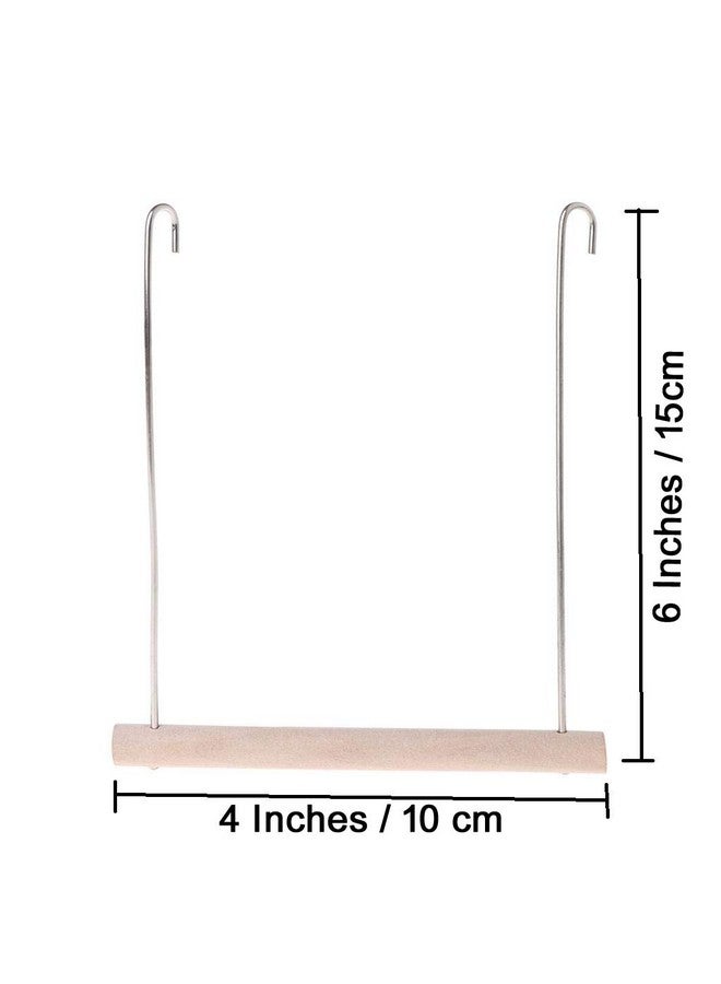 ويستيرن إرا أرجوحة خشبية طبيعية مرحة مع منصة تعليق على القفص، للتسلق، وممارسة التمارين للطيور (صغير) (عبوة من قطعتين) - Image 2