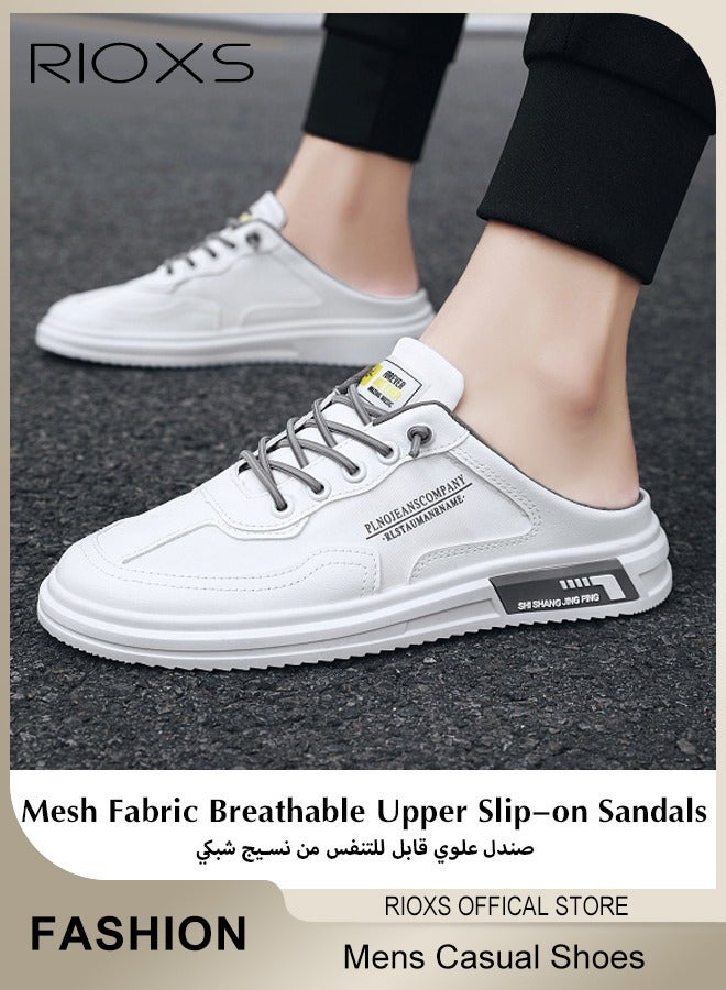 RIOXS Men's Summer Casual Backless Slippers Mesh Fabric Breathable Upper Slip-on Sandals Comfortable Sport Slippers - Image 2