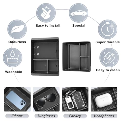 SKTU 2-Pack for 2025 2026 Nissan Armada Center Console Organizer for 2025 2026 Nissan Armada Console Tray 2025 2026 Armada Under Console Tray Nissan Armada 2025 2026 Accessories ABS Insert Organizer - Image 5