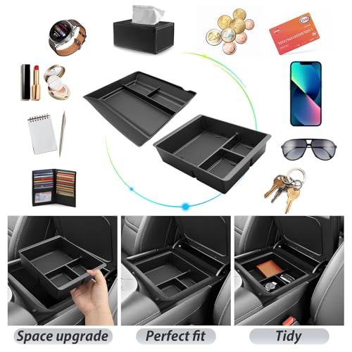 SKTU 2-Pack for 2025 2026 Nissan Armada Center Console Organizer for 2025 2026 Nissan Armada Console Tray 2025 2026 Armada Under Console Tray Nissan Armada 2025 2026 Accessories ABS Insert Organizer - Image 2