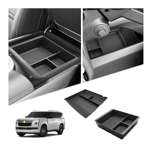 SKTU 2-Pack for 2025 2026 Nissan Armada Center Console Organizer for 2025 2026 Nissan Armada Console Tray 2025 2026 Armada Under Console Tray Nissan Armada 2025 2026 Accessories ABS Insert Organizer - Image 1
